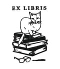 Tampon ex-libris Chat Bibliothécaire