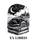 Tampon ex-libris Chat Rêveur